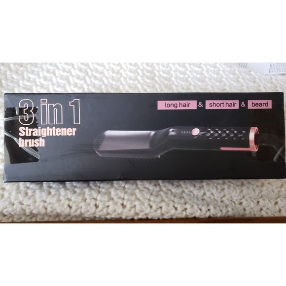 NIB Electric Beard Straightener Brush 3 Heat Settings Ceramic Plates Lightweight - Picture 2 of 10